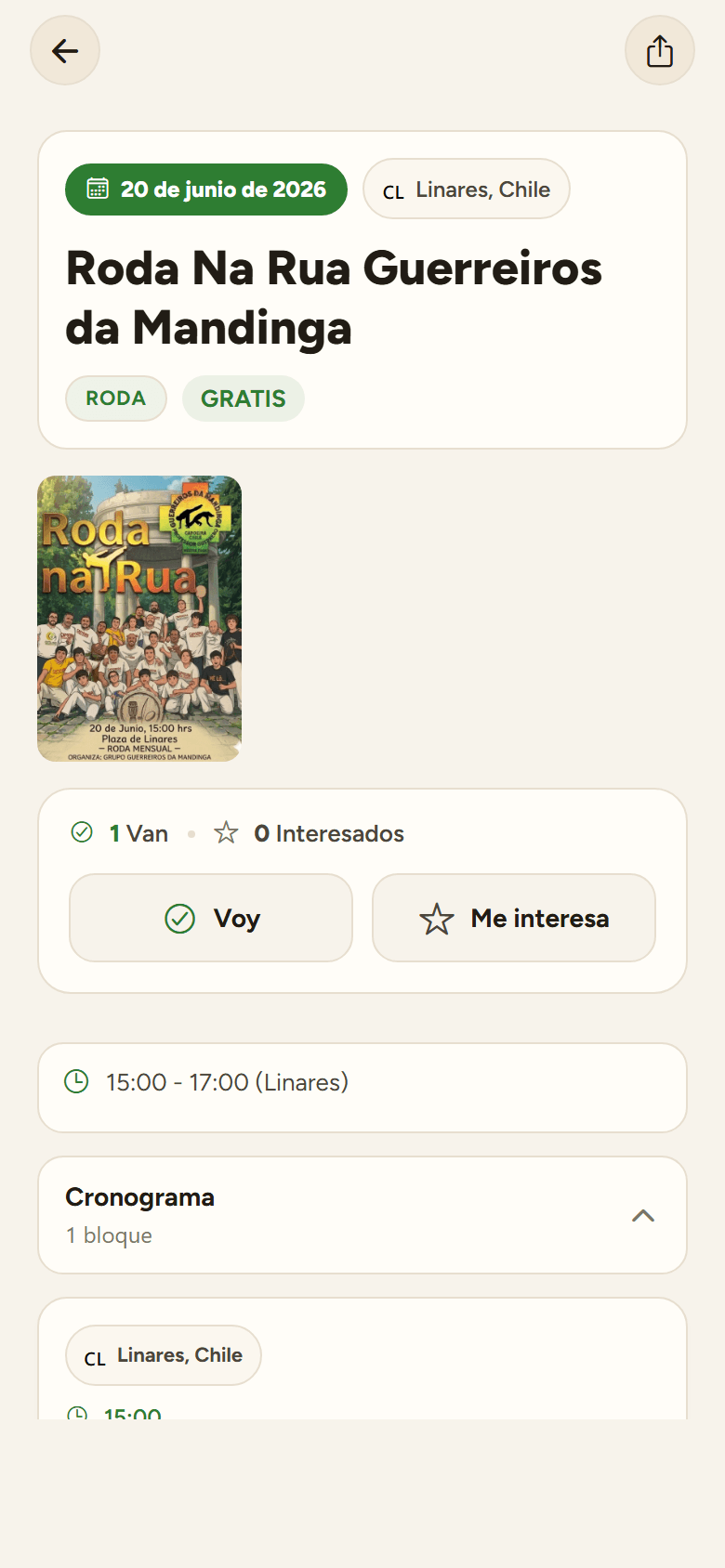 Seu calendário de batizados e rodas